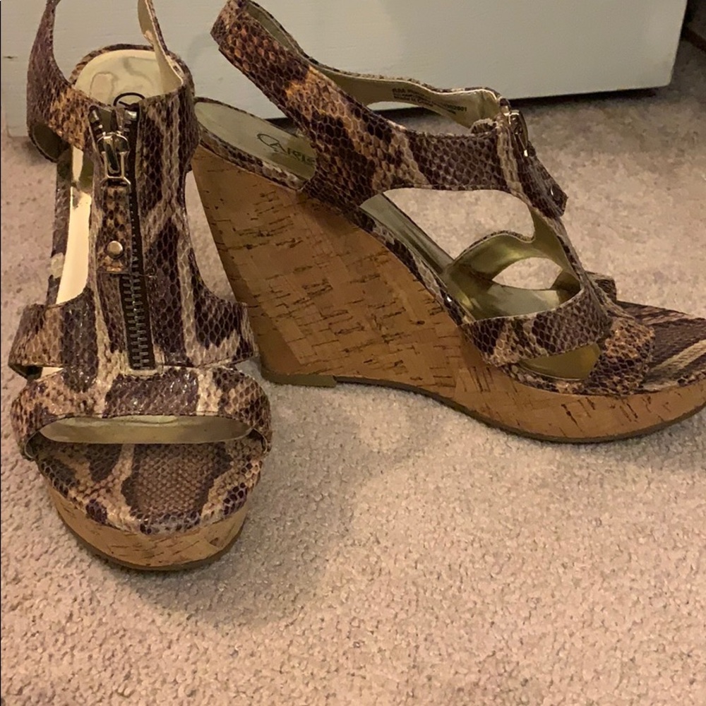 Snake print wedges